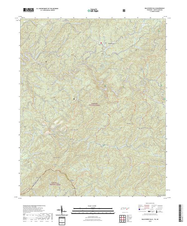 USGS Topographic Map – Bald River Falls