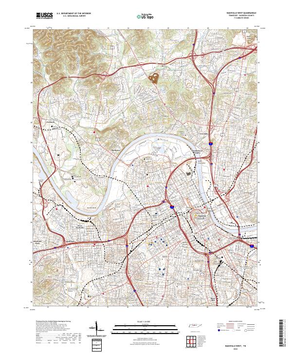 USGS Topographic Map – Nashville West