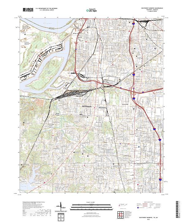 USGS Topographic Map – Southwest Memphis
