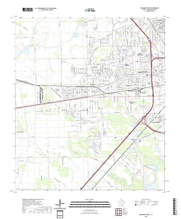 USGS Topographic Map – Beaumont West