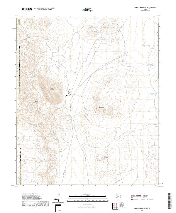 USGS Topographic Map – Cerro Alto Mountain