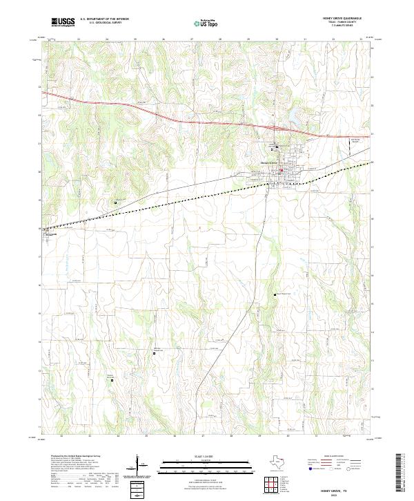 USGS Topographic Map – Honey Grove
