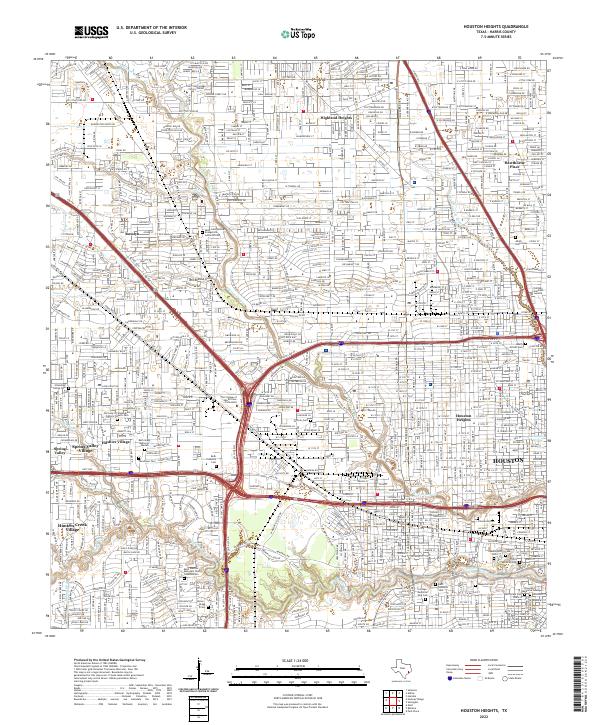 USGS Topographic Map – Houston Heights
