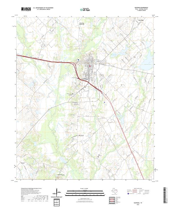 USGS Topographic Map – Kaufman