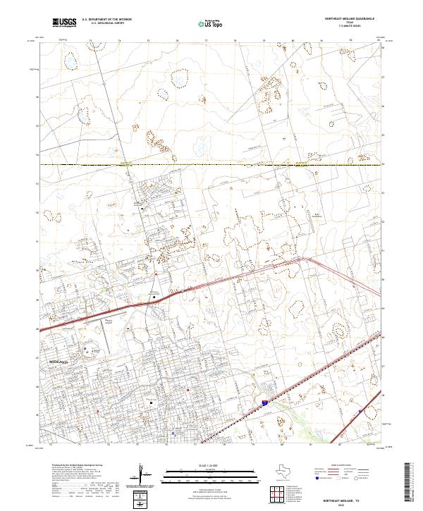 USGS Topographic Map – Northeast Midland