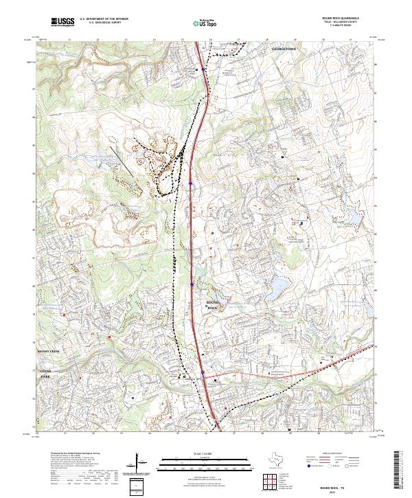 USGS Topographic Map – Round Rock