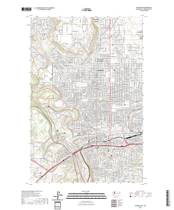 USGS Topographic Map – Spokane NW