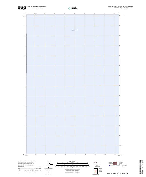 2023 Map of Strait of Juan de Fuca (All Water), 2023 Print