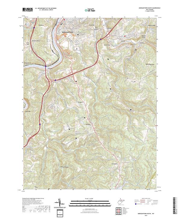 USGS Topographic Map – Morgantown South